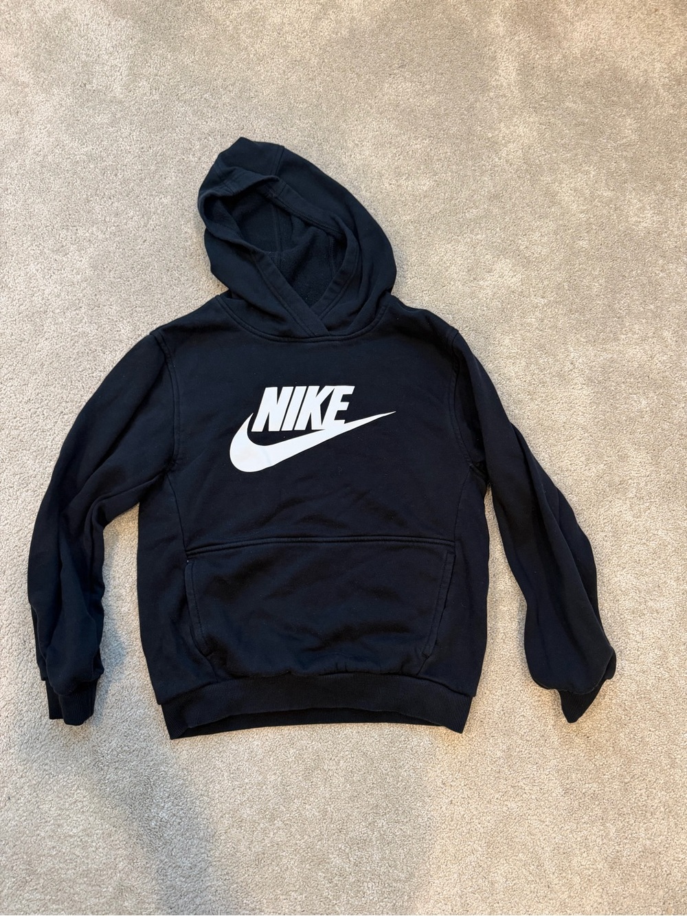 Nike Boys Large Black Pullover Hoodie White Logo